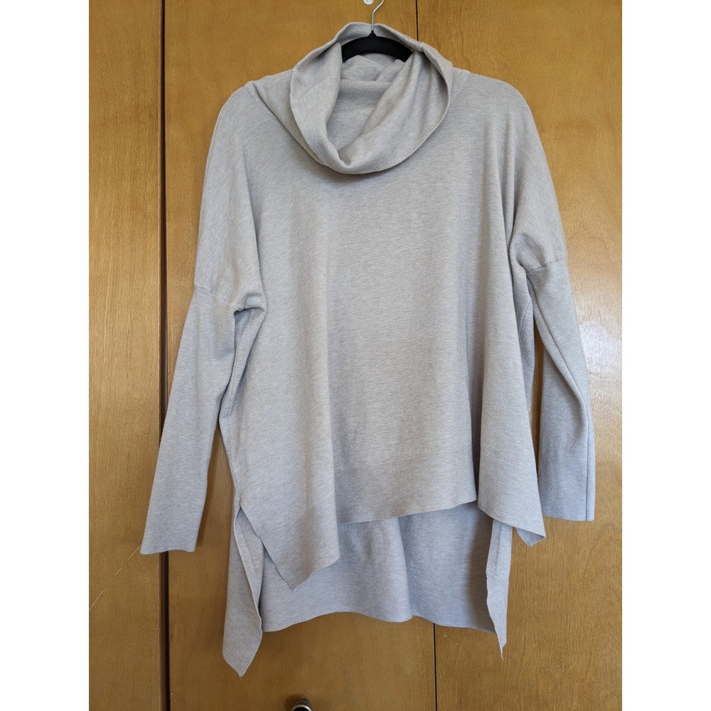 Tea n Rose Womens Oversized Cowl Neck Sweater Heather Beige Tunic L